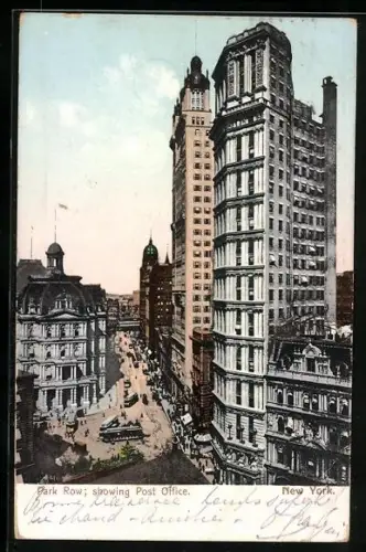 AK New York, NY, Park Row, showing Post Office