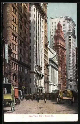 AK New York, NY, Broad Street, Pferdekutsche