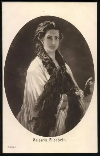 AK Kaiserin Elisabeth (Sissi) von Österreich mit offenen Haaren