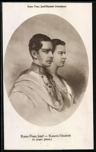Künstler-AK Kaiserin Elisabeth (Sissi) von Österreich und Kaiser Franz Josef in jungen Jahren