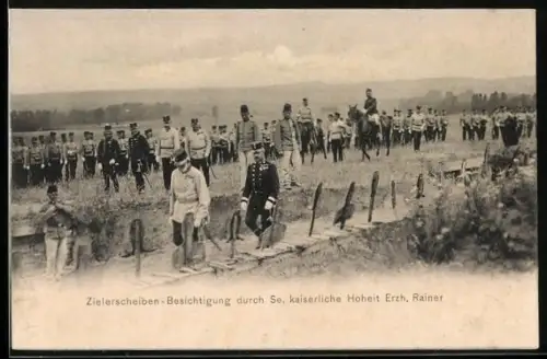 AK Bruckneudorf, Zielerscheiben-Besichtigung durch Erzherzog Rainer von Österreich
