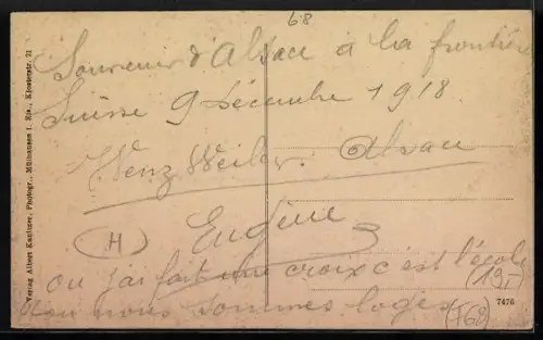 AK Wenzweiler /Ober-Elsass, Spezereihandlung H. Freyburger, Kirche und Totalansicht