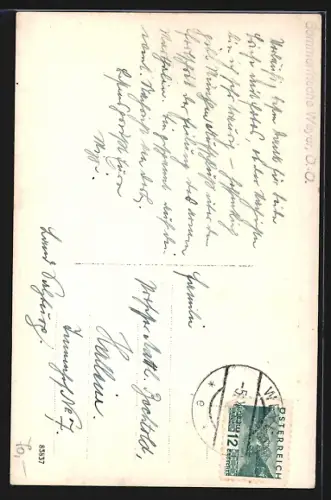 Foto-AK Weyer /O.-Ö., Flusspartie mit Eisenbahnbrücke