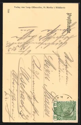 AK Neuhaus a. D., Blick vom Fluss zu einem Anwesen