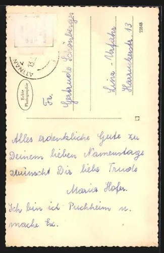 AK Puchheim, Uferpartie mit Blick auf Kirche