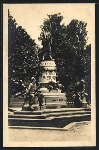 AK Steyr /O.-Ö., Blick auf das Josef Werndl-Denkmal
