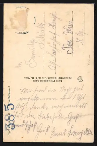 AK Steyr /O.-Ö., Blick auf das Josef Werndl-Denkmal