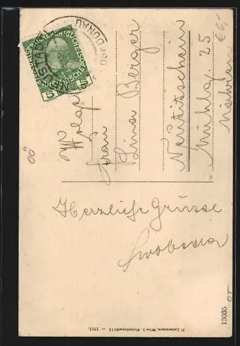 AK Sarmingstein a. d. Donau, Ortsansicht mit Talblick