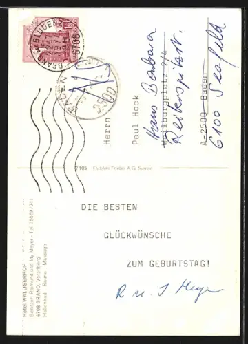 AK Brand /Vorarlberg, Hotel Walliserhof, Bes. Raimund u. Idy Meyer