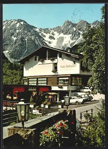 AK Brand /Vlbg., Hotel Walliserhof mit Schesaplana, Bes. Raimund und Ida Meyer