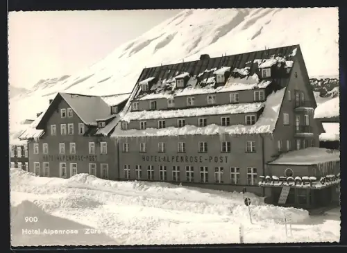AK Zürs /Arlberg, Hotel Alpenrose im Schnee