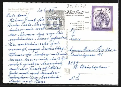 AK Bad Hall /O.-Ö., Frontalansicht der Kurpension Tassilo