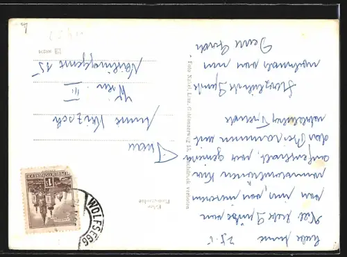 AK Wolfsegg /O. Ö., Ortsansicht mit Wald