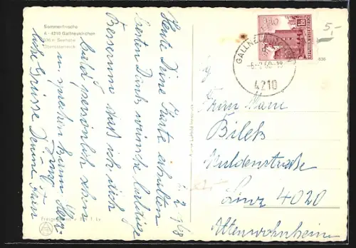 AK Gallneukirchen /Oberösterreich, Ortsansicht aus der Vogelschau, Wappen