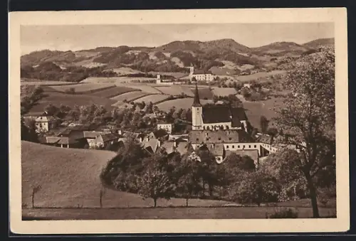 AK Waldhausen im Strudengau, Ortspartie mit Schlossberg