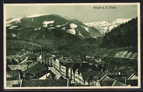 AK Weyer a. d. Enns, Strassenpartie mit Kirche