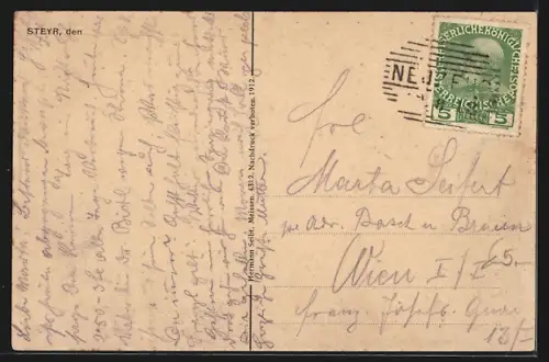 AK Steyr, Ortspanorama vom Tabor aus gesehen