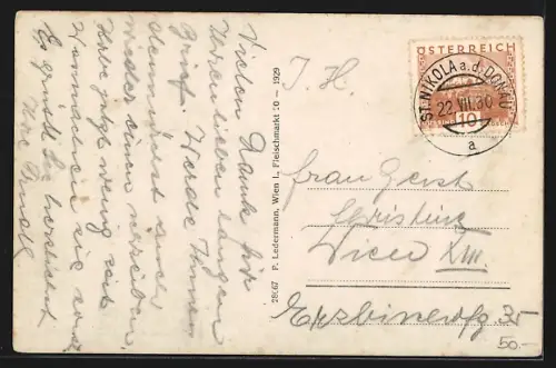 AK St. Nikola an der Donau, Strudengau, Panorama mit Kirche