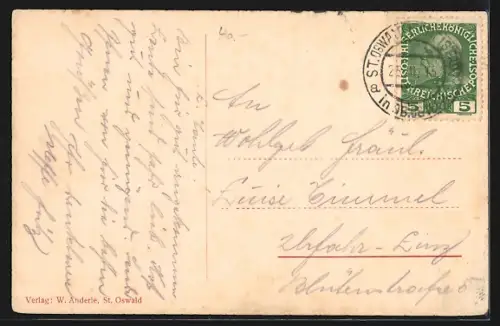 AK St. Oswald bei Freistadt, Teilansicht mit Kirche