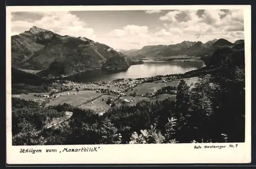 AK St. Gilgen, Teilansicht vom Mozartblick