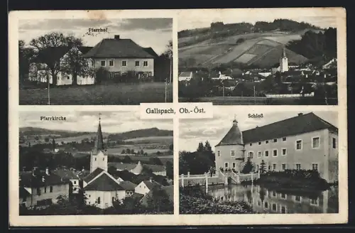 AK Gallspach, Pfarrhof, Pfarrkirche, Schloss, Ortsansicht