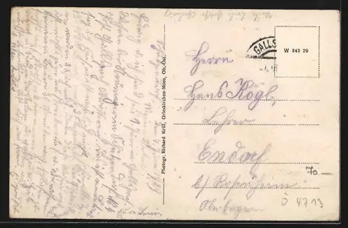 AK Gallspach, Pfarrhof, Pfarrkirche, Schloss, Ortsansicht