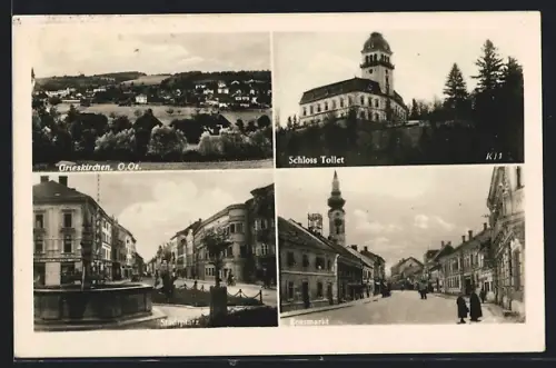 AK Grieskirchen, Schloss Tollet, Rossmarkt, Stadtplatz, Panorama