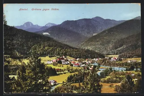 AK Grünau im Almtal, Ortsansicht gegen Süden