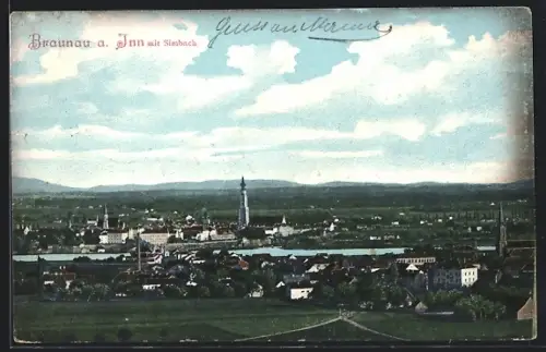 AK Braunau a. Inn, Teilansicht mit Simbach