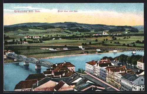 AK Braunau / Inn, Ortspanorama aus der Vogelschau