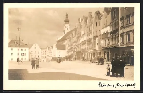 AK Schärding, Stadtplatz mit Geschäften
