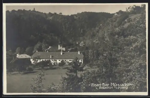 AK Mühllacken bei Aschach /Donau, Eisen-Bad Mühllacken aus der Vogelschau