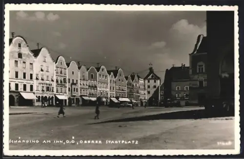 AK Schärding am Inn, Oberer Stadtplatz mit Geschäften