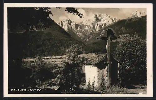 AK Mauthen, Ortspartie mit Kapelle