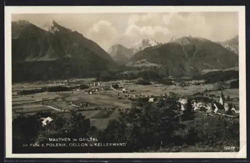 AK Mauthen im Gailtal, Teilansicht am Fusse d. Polenik, Cellon und Kellerwand