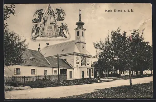 AK Maria Ellend an der Donau, Wallfahrtskirche mit Heiligenbild