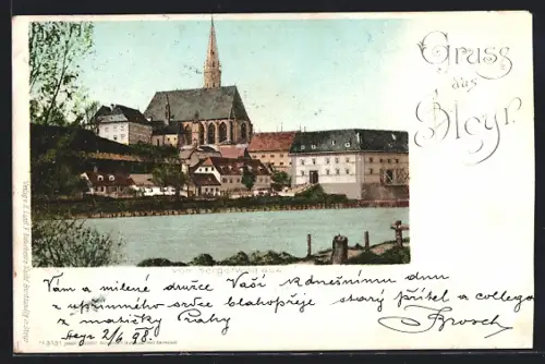 AK Steyr, Kirche vom Bergenweg aus