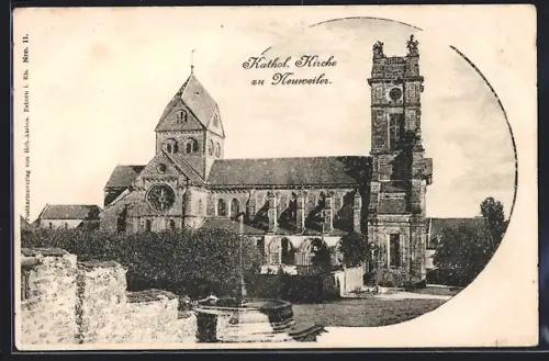 AK Neuweiler /Elsass, Katholische Kirche mit Brunnen