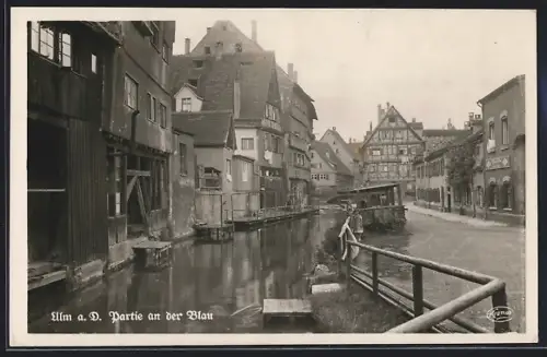 AK Ulm / Donau, Partie an der Blau