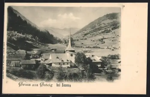 AK Gsteig bei Saanen, Ortsansicht mit Kirche