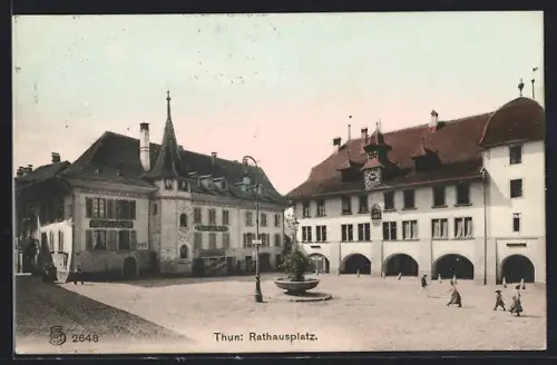 AK Thun, Rathausplatz mit Hotel de la Couronne