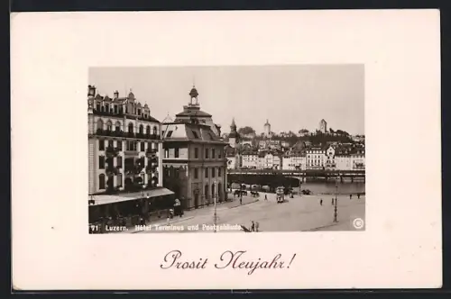 AK Luzern, Hotel Terminus und Postgebäude