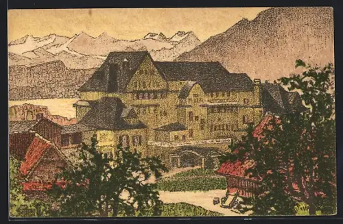 Künstler-AK Luzern, Das Kurhaus Sonn-Matt von Norden