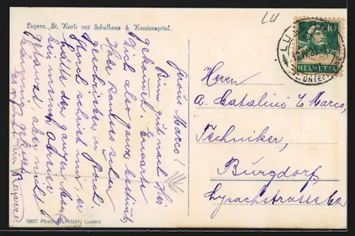 AK Luzern, St. Karli mit Schulhaus und Kantonspital