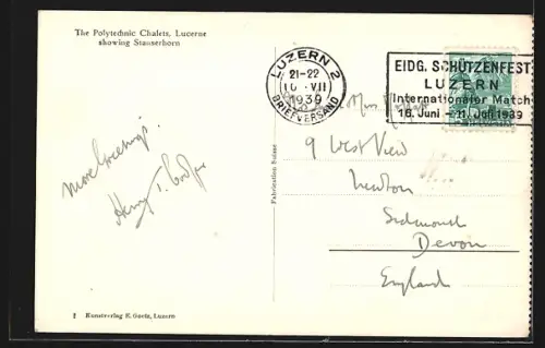 AK Lucerne, The Polytechnic Chalets showing Stanserhorn