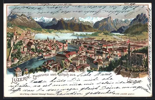 Künstler-AK C. Steinmann Nr. 2088: Luzern, Gesamtansicht vom Gütsch aus gesehen