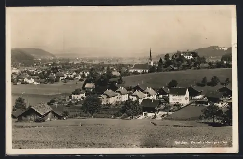 AK Reiden, Sonnhaldenquartier mit Kirche von der Feldflur aus