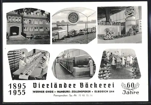 AK Hamburg-Kirchwerder, Vierländer Bäckerei, Elbdeich 244, Bäcker bei der Arbeit