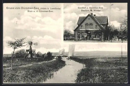 AK Hüde b. Lemförde, Gasthof z. Dümmer-See, Bes. G. Winter