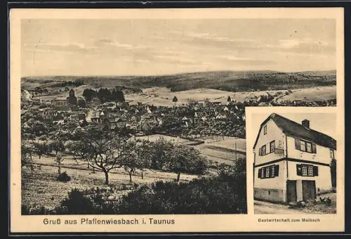 AK Pfaffenwiesbach i. Taunus, Panorama und Gasthaus zum Maibach